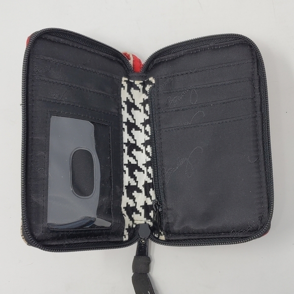 VERA BRADLEY CARRY IT ALL WRISTLET WALLET RED WHITE BLACK DECO DAISY QUILTED - Picture 8 of 12